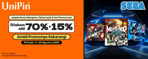 Metaphor: ReFantazio & Persona Hadir di UniPin! Diskon hingga 70% + 15%!